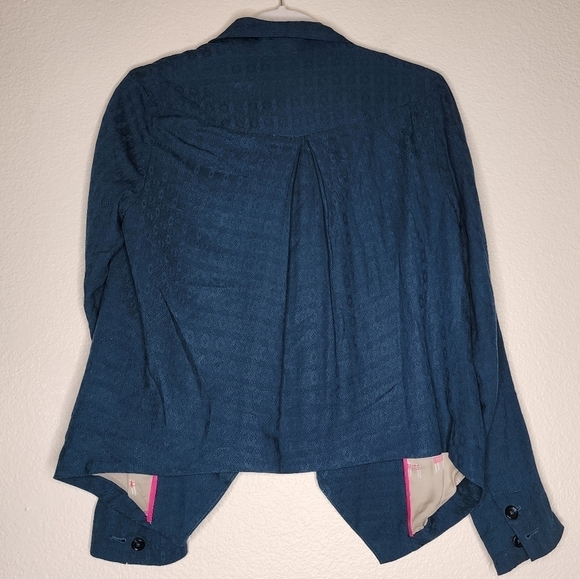 Anthropologie Cartonnier Teal Llama Lined Textured Blazer XS - Picture 3 of 5